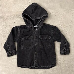 Zara Black Denim Hooded shirt size 3-4